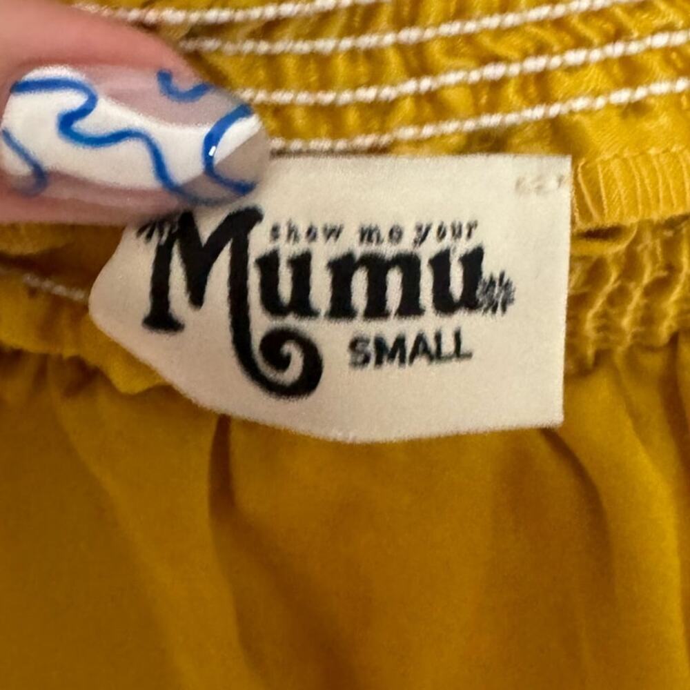 Show Me Your Mumu Hacienda Convertible Maxi Gown Dress Honey Gold Size Small - Picture 7 of 9